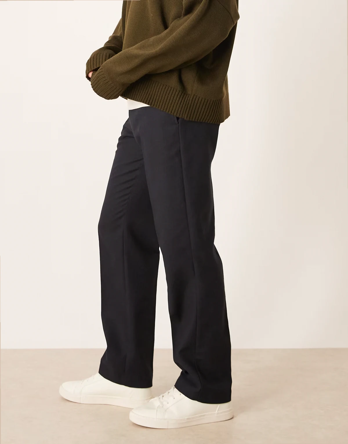 – Elegante Straight-Fit-Hose aus Wollmix in Marineblau