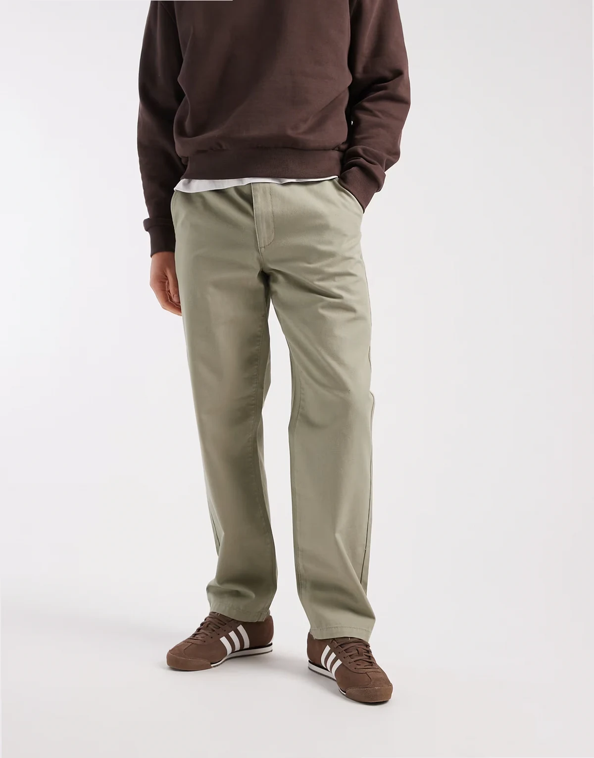 straight leg chinos in light khaki