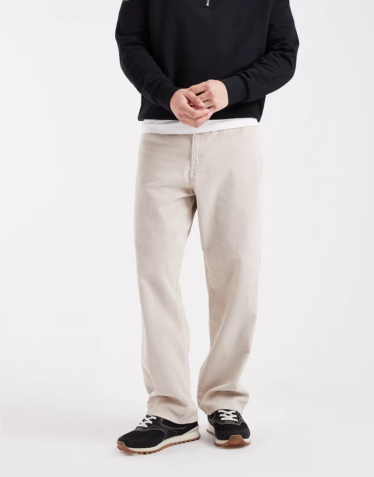 – Alex – Weite Cordhose in Cremeweiß