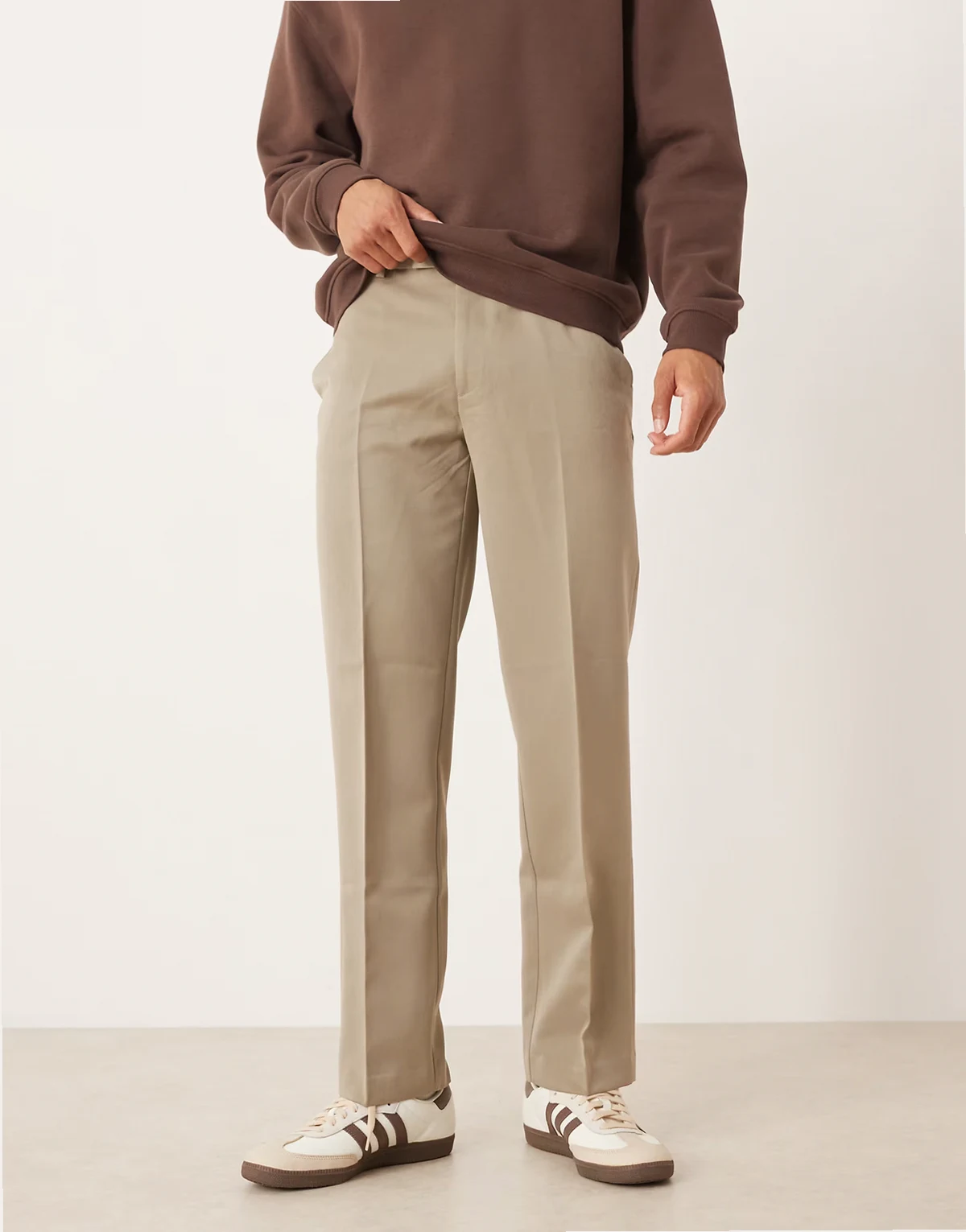 – Elegante Straight-Leg-Hose in hellem Khaki