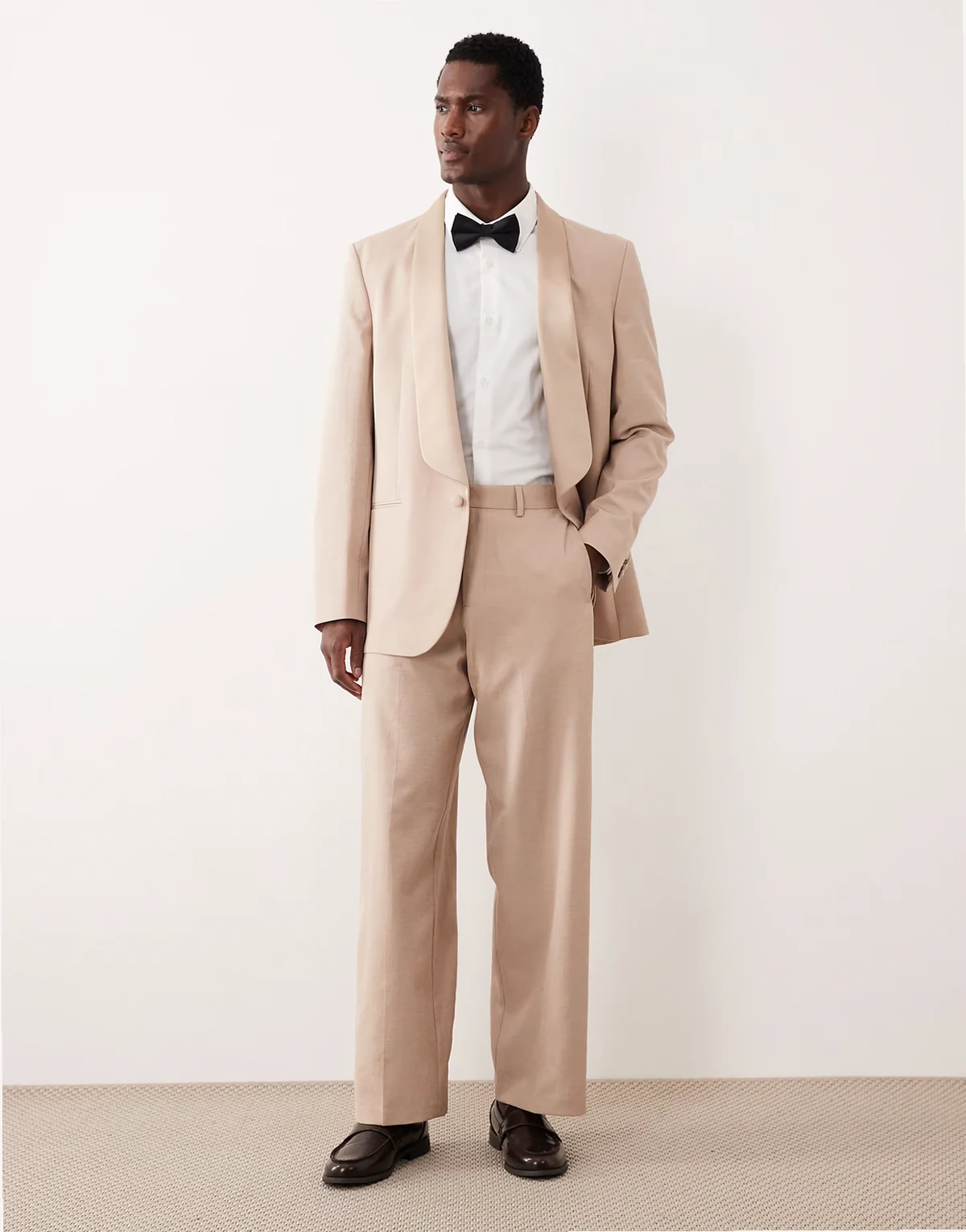 wide leg tuxedo pants in beige
