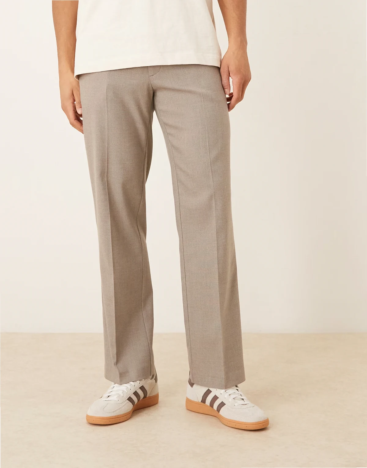 – Elegante Hose in strukturiertem Grau mit geradem Schnitt