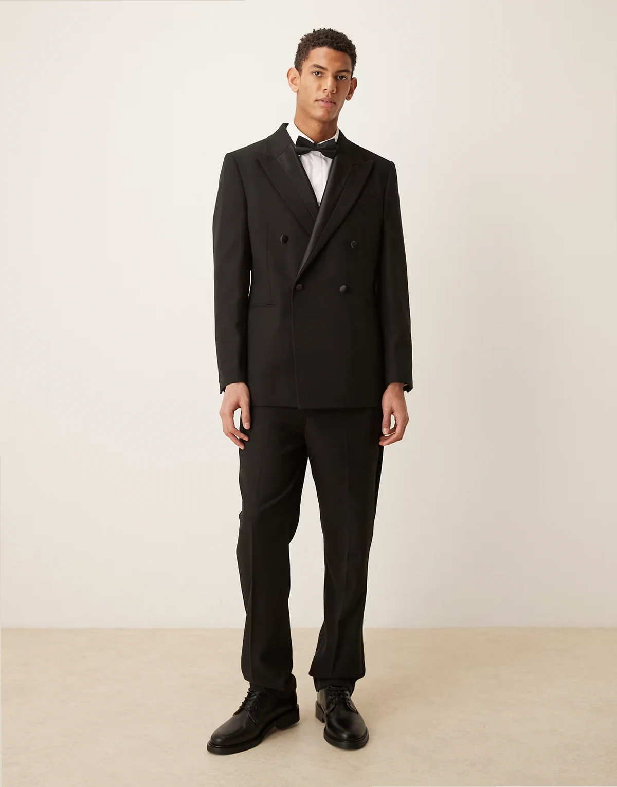 slim tuxedo suit pants with satin detailing in black