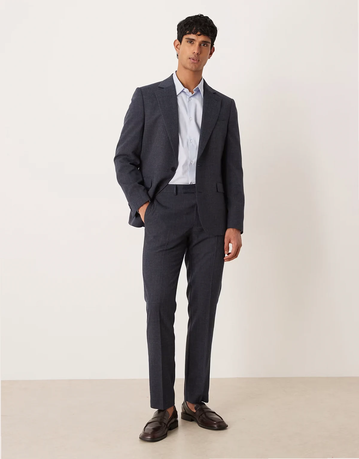 slim suit pants in navy subtle crosshatch