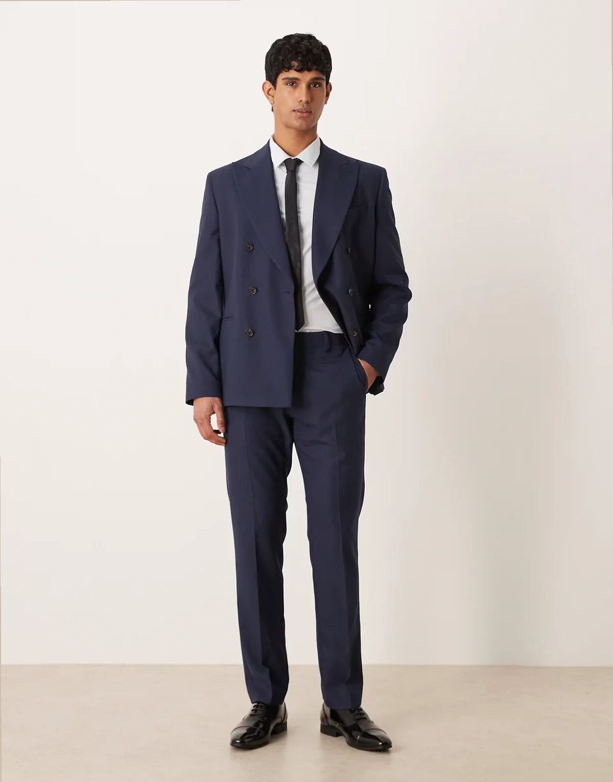 slim suit pants in navy texture