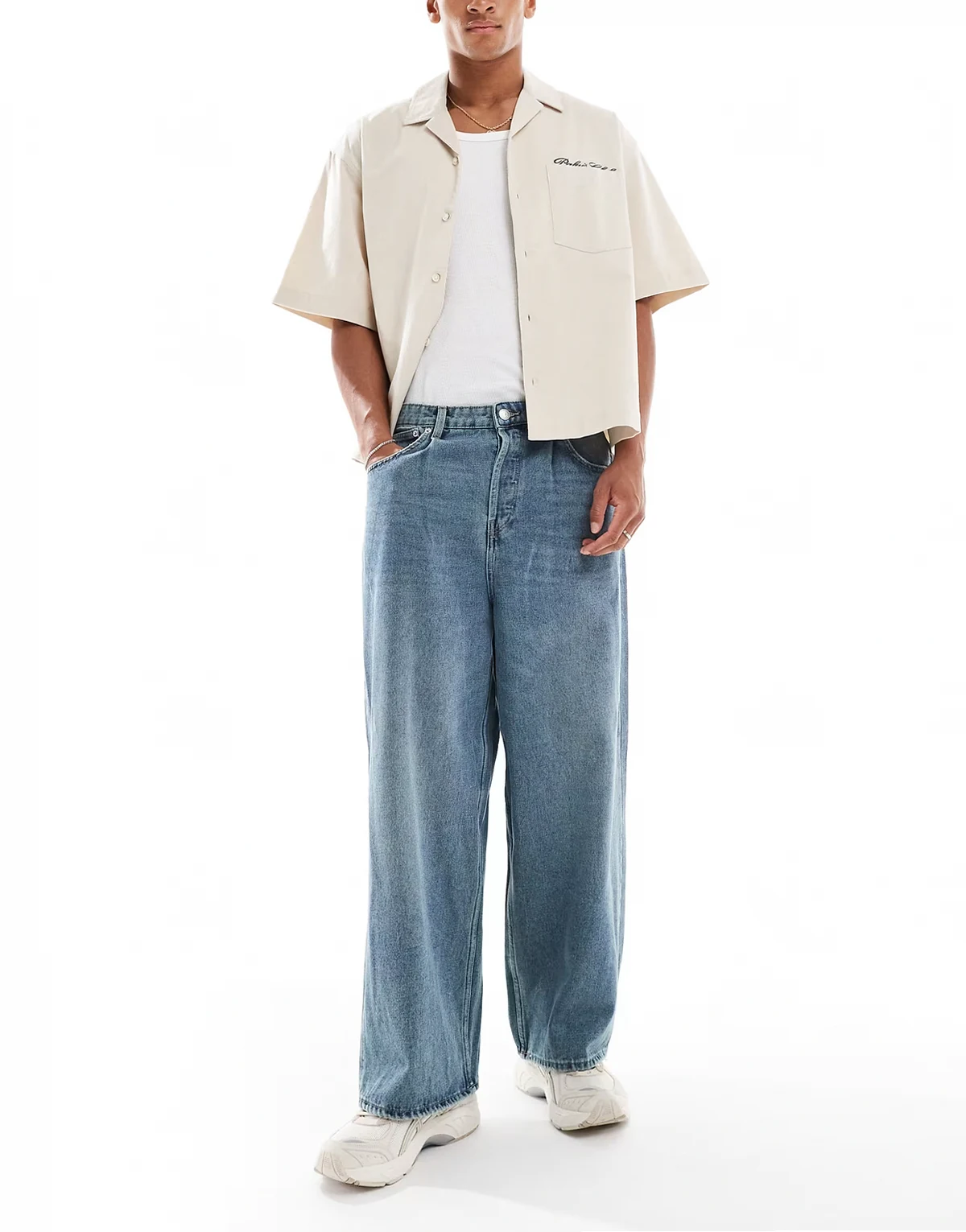 Carl super baggy fit jeans in vintage blue wash