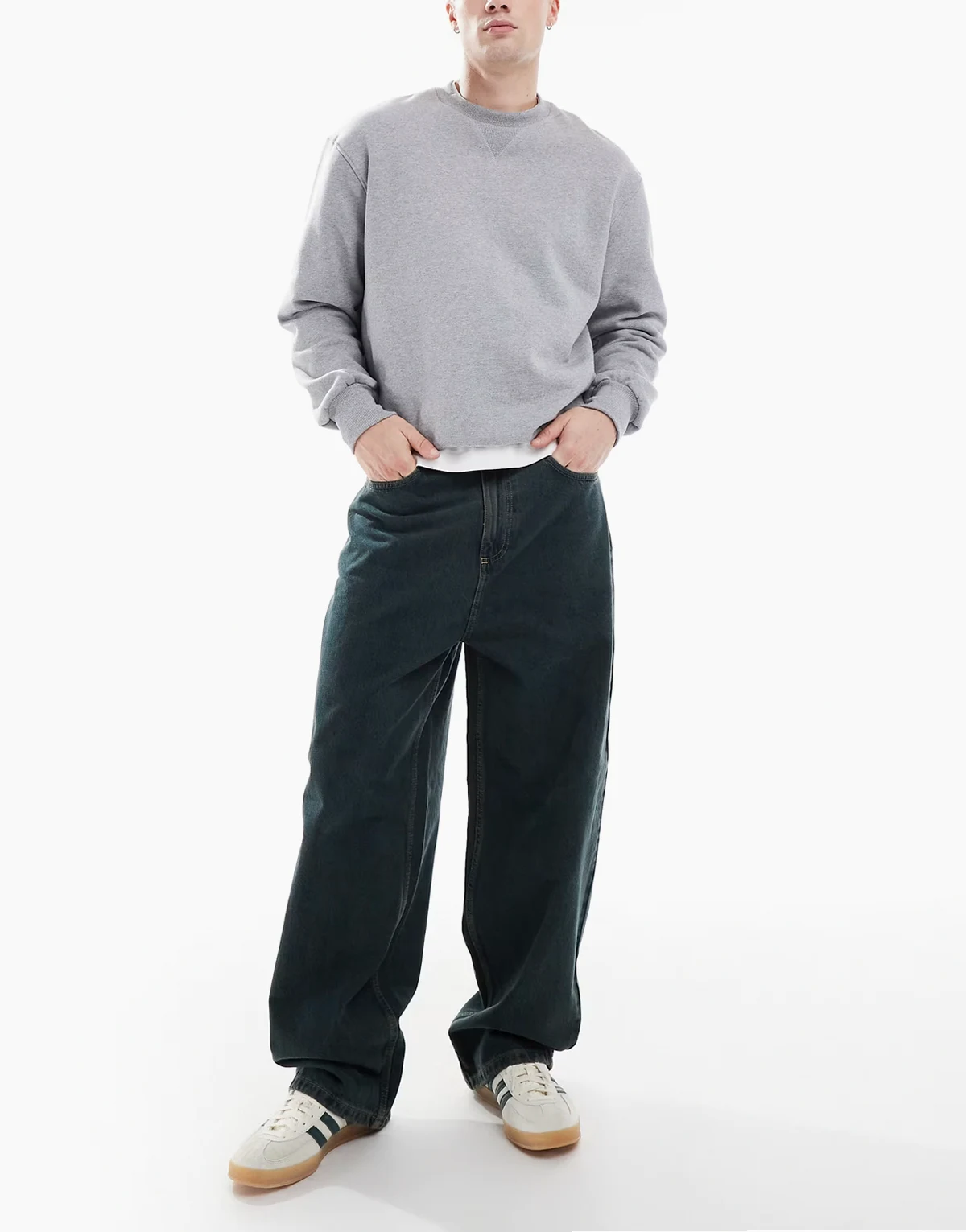 – X001 – Ciemnoniebieskie jeansy antifit ze średnim stanem