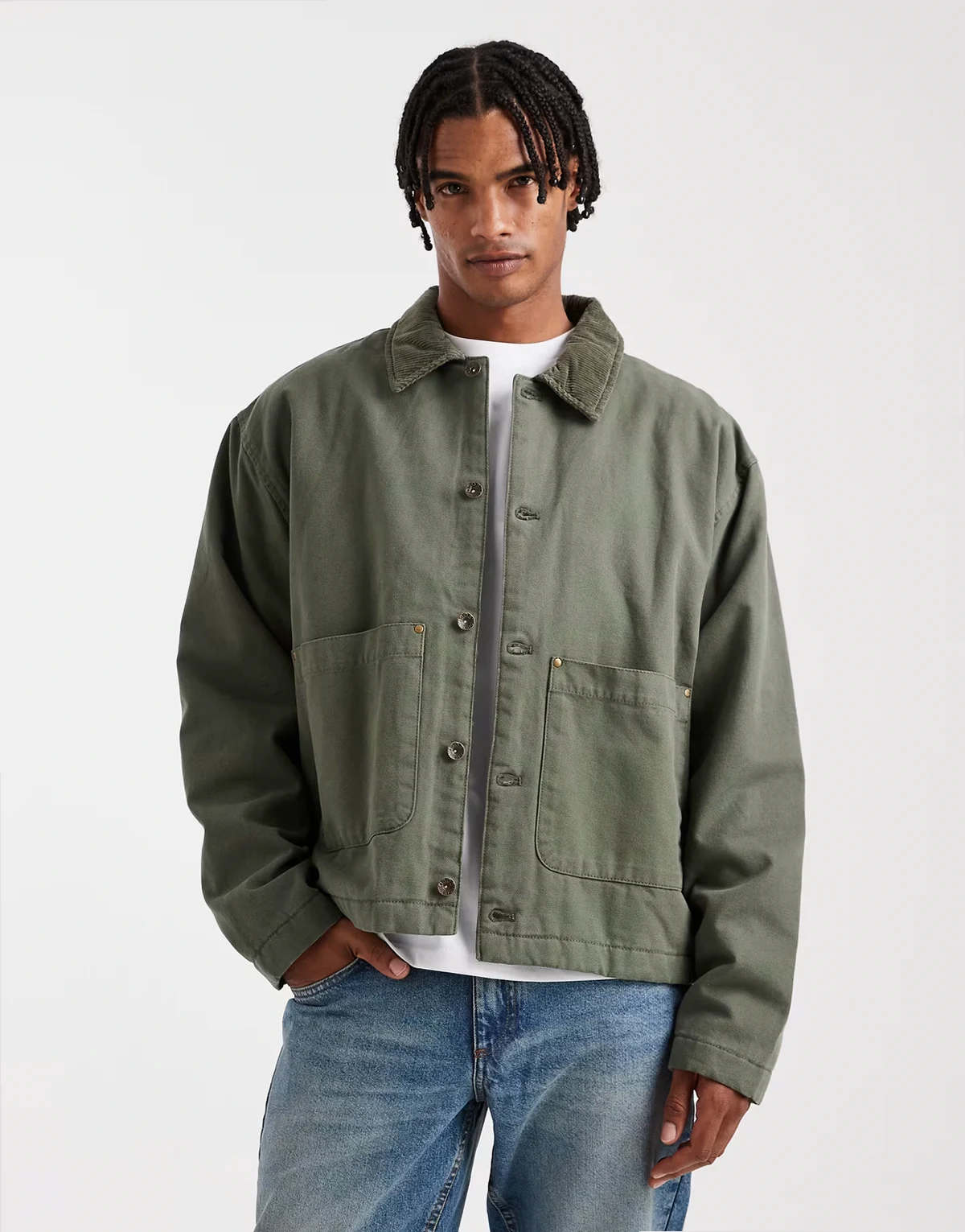 – Harrington-Jacke in Khaki mit Steppfutter