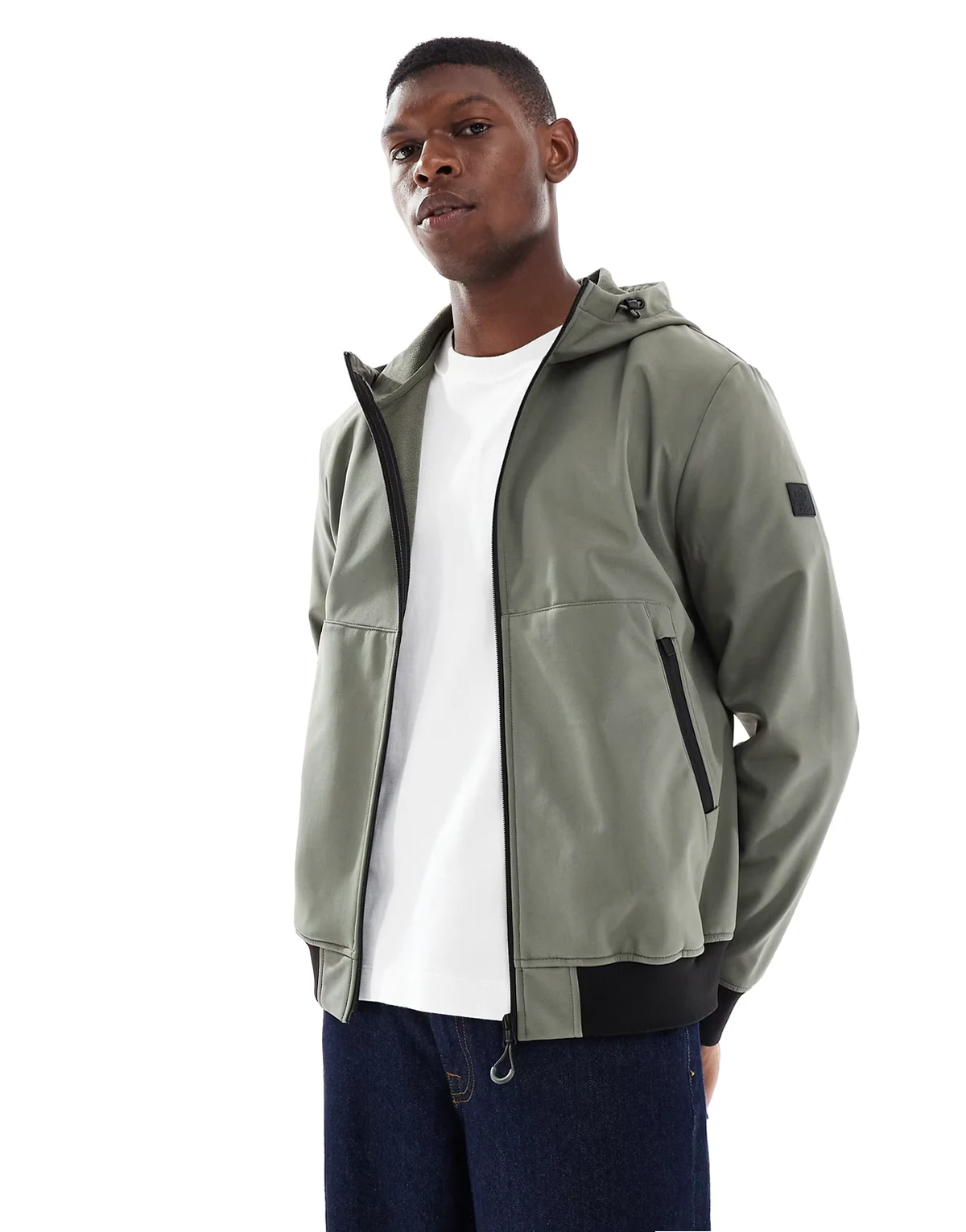 – Softshell-Bomberjacke in Grau mit Reißverschluss