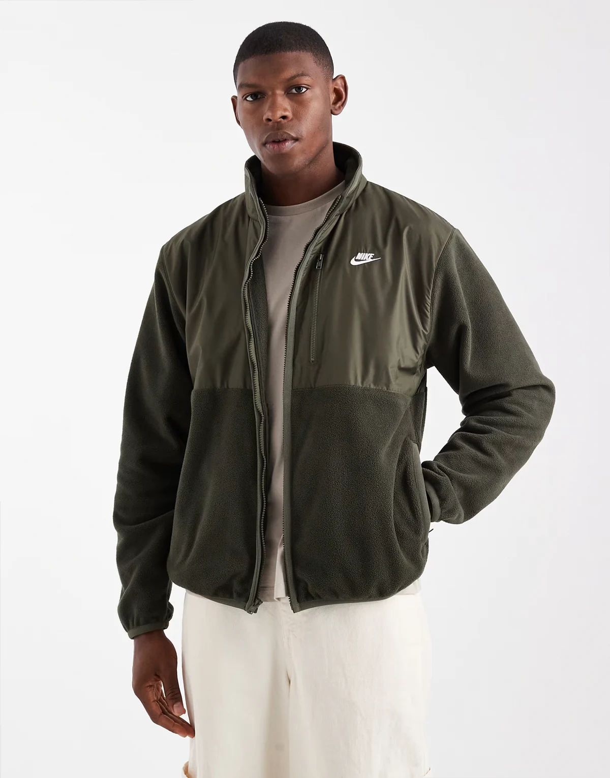 Club fleece jacket in dark green