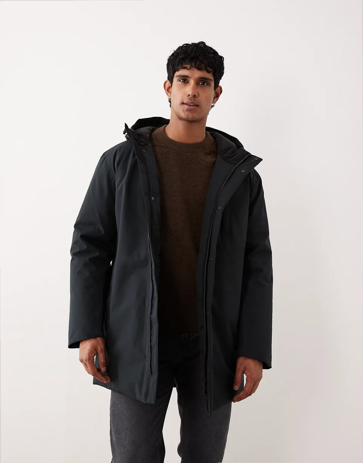 tech parka jacket in black