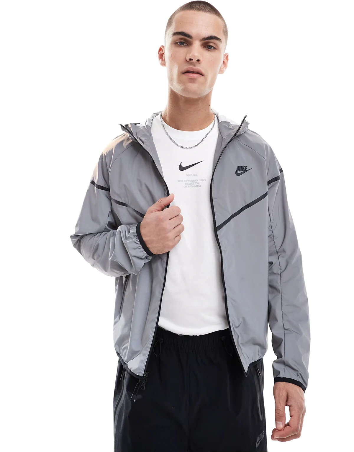 Tech Woven reflective jacket in silver