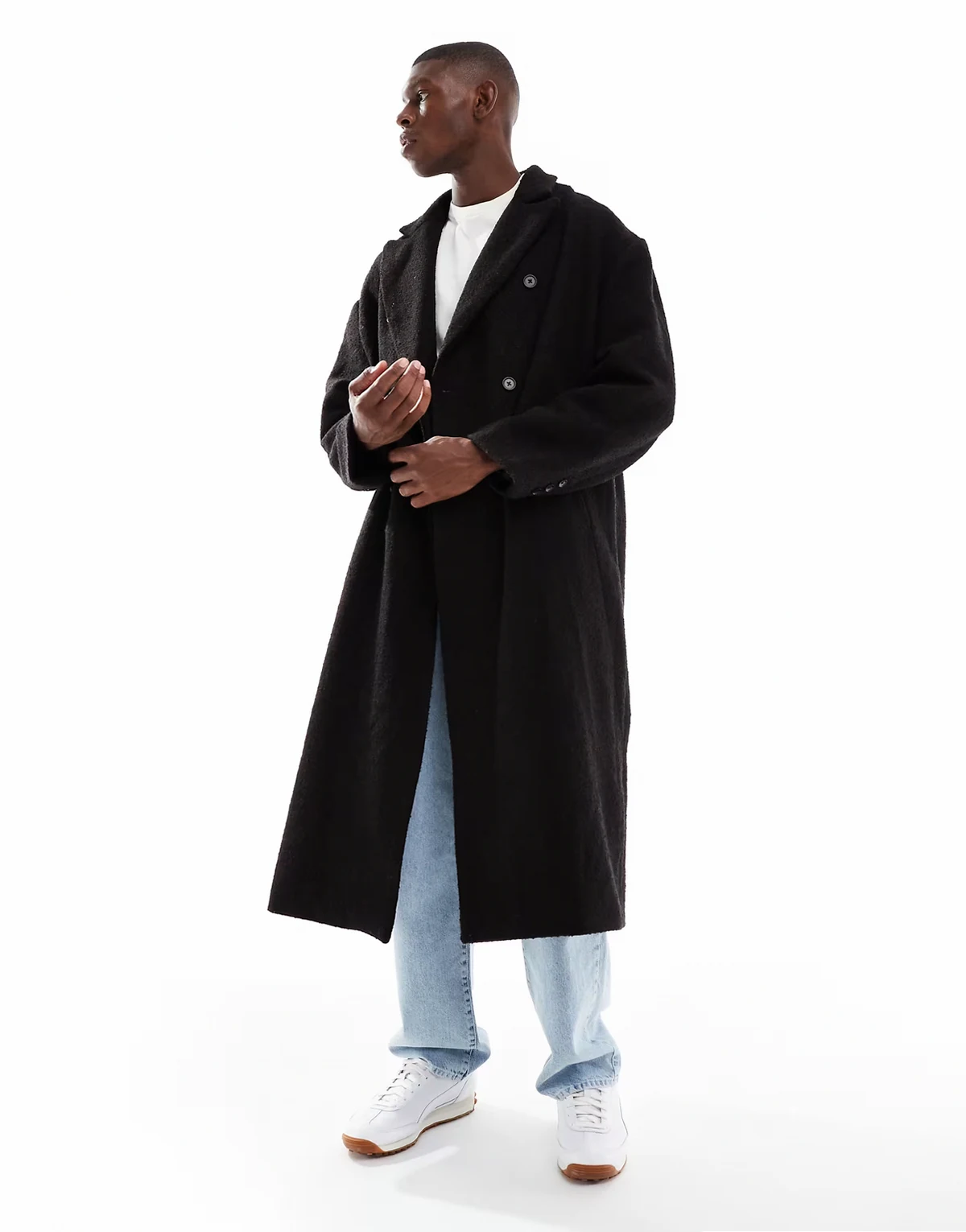 – Oversize-Mantel aus Wollmix in Braun
