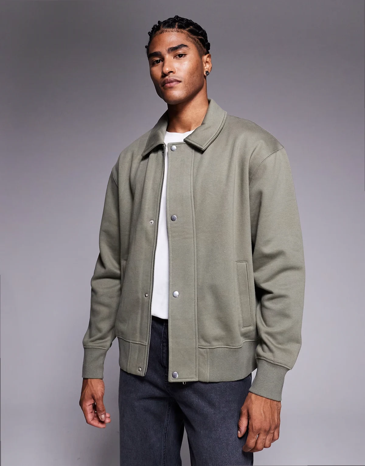 – Relaxed Fit Jersey-Bomberjacke in Khaki