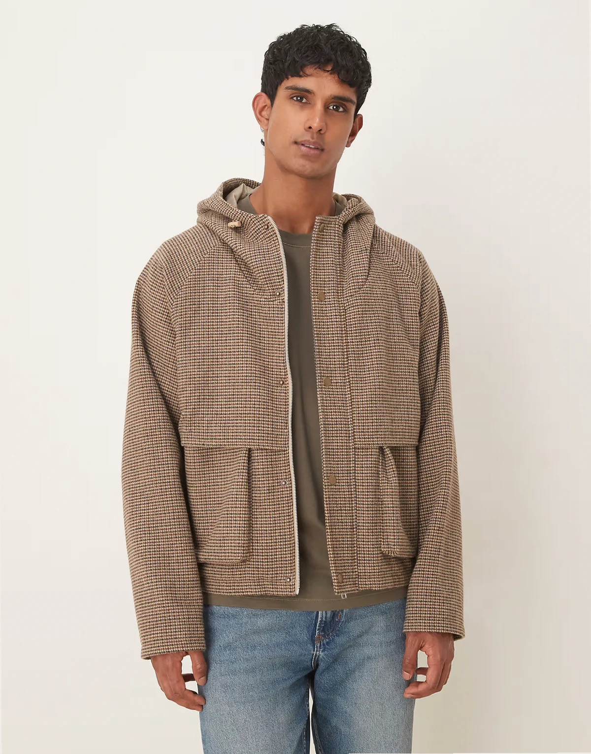 – Windjacke im Woll-Look in Braun