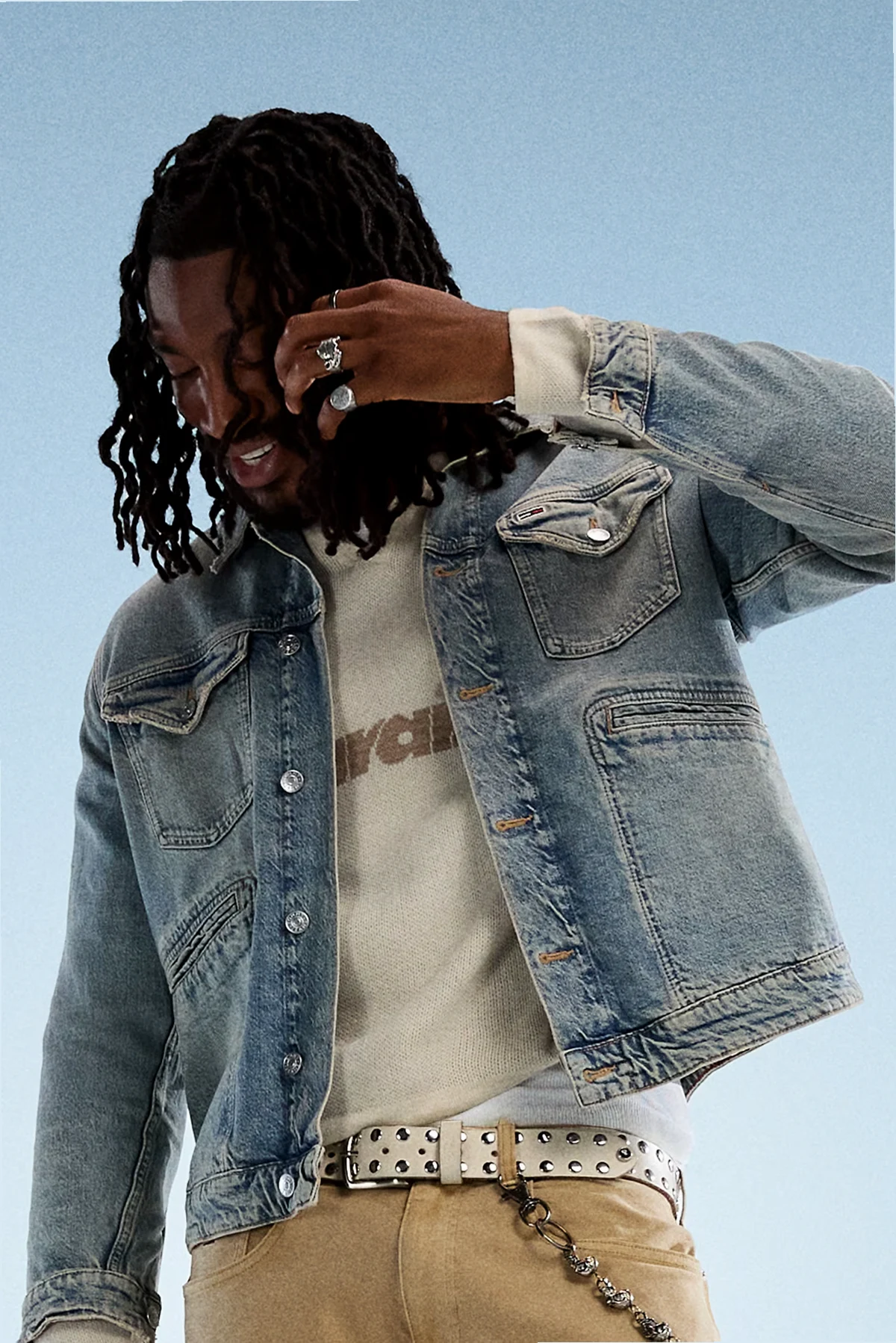 – Isaac – Legere Trucker-Jeansjacke in mittlerer Waschung