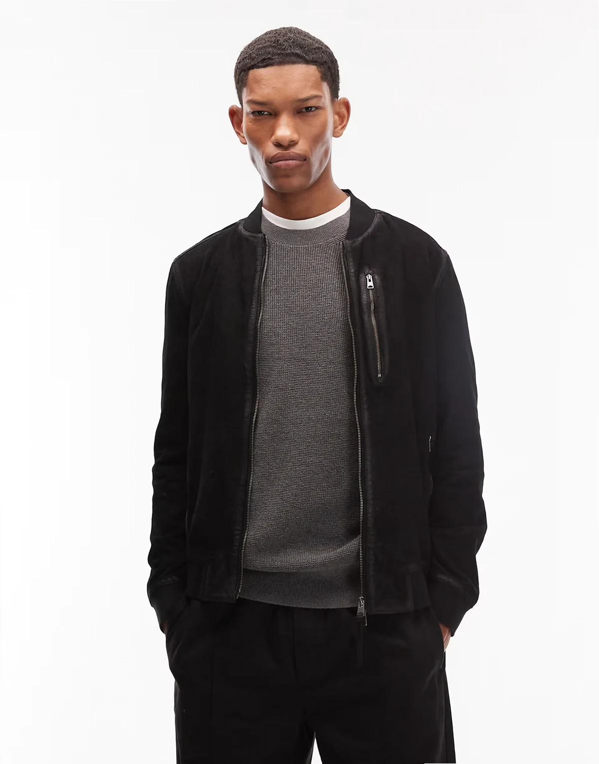 Kemble suede bomber jacket in black