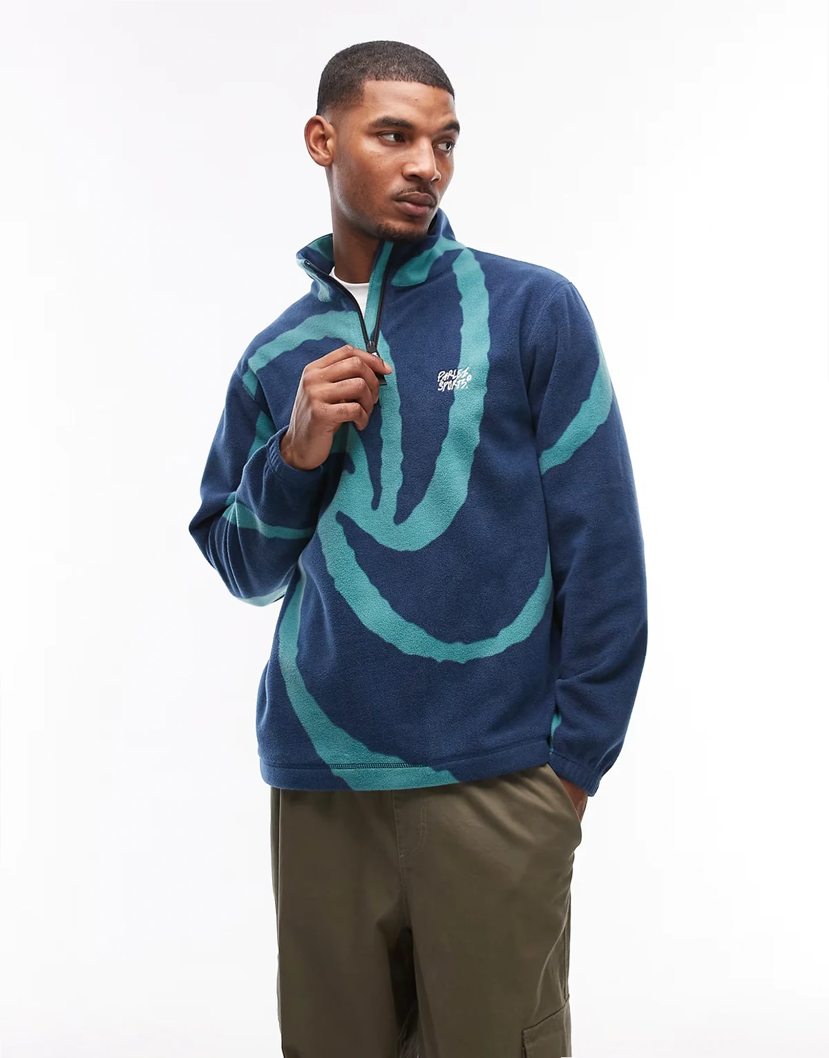 chevy swirl pattern 1/4 zip fleece in green