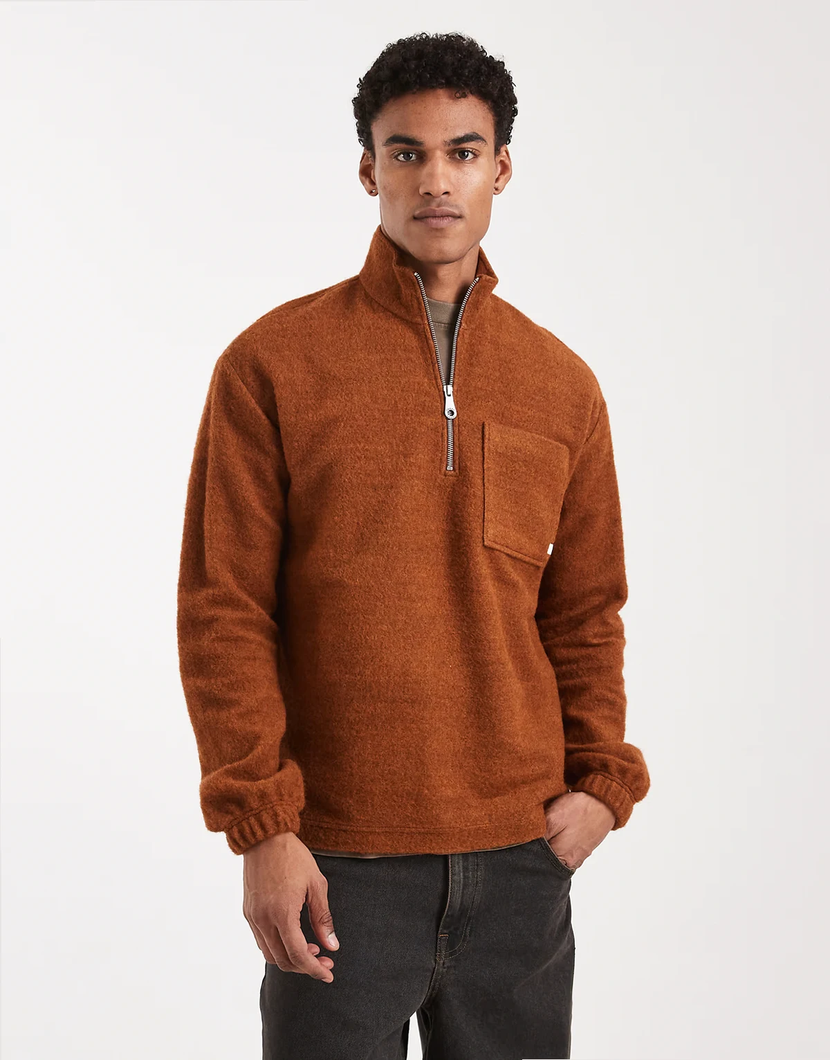 – Boxdale – Sweatshirt in Orange mit halblangem Reißverschluss
