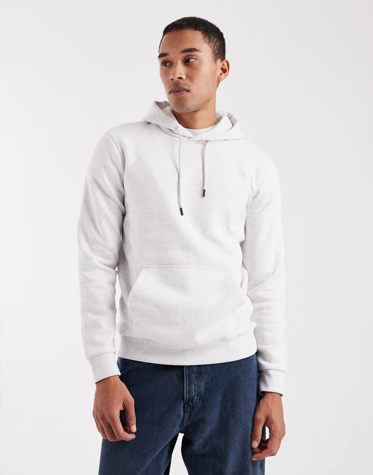– Slim-Fit-Kapuzenpullover in Hellgrau