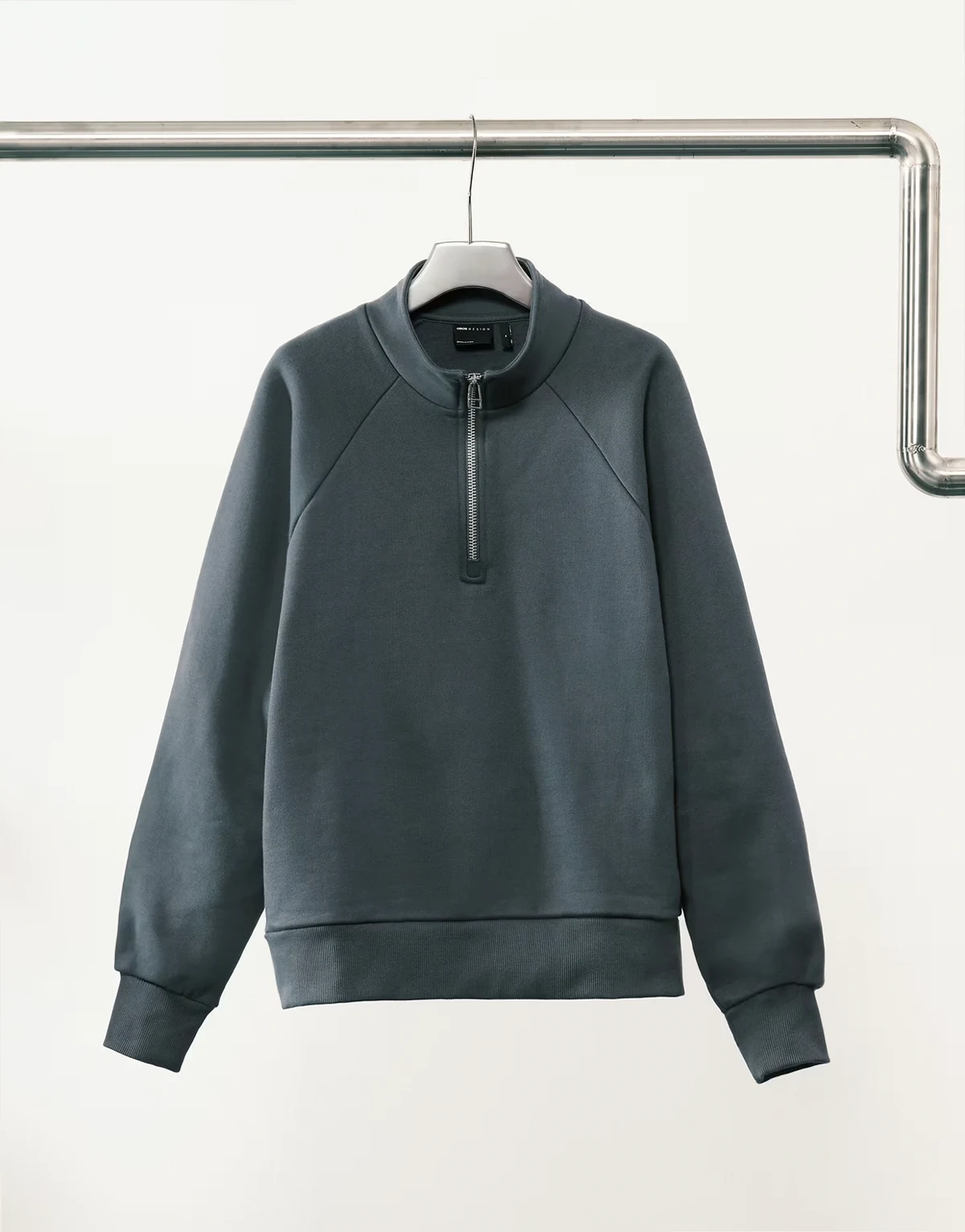 – Granatowa gruba bluza premium o kroju oversize z zamkiem pod szyją 650 g/m²