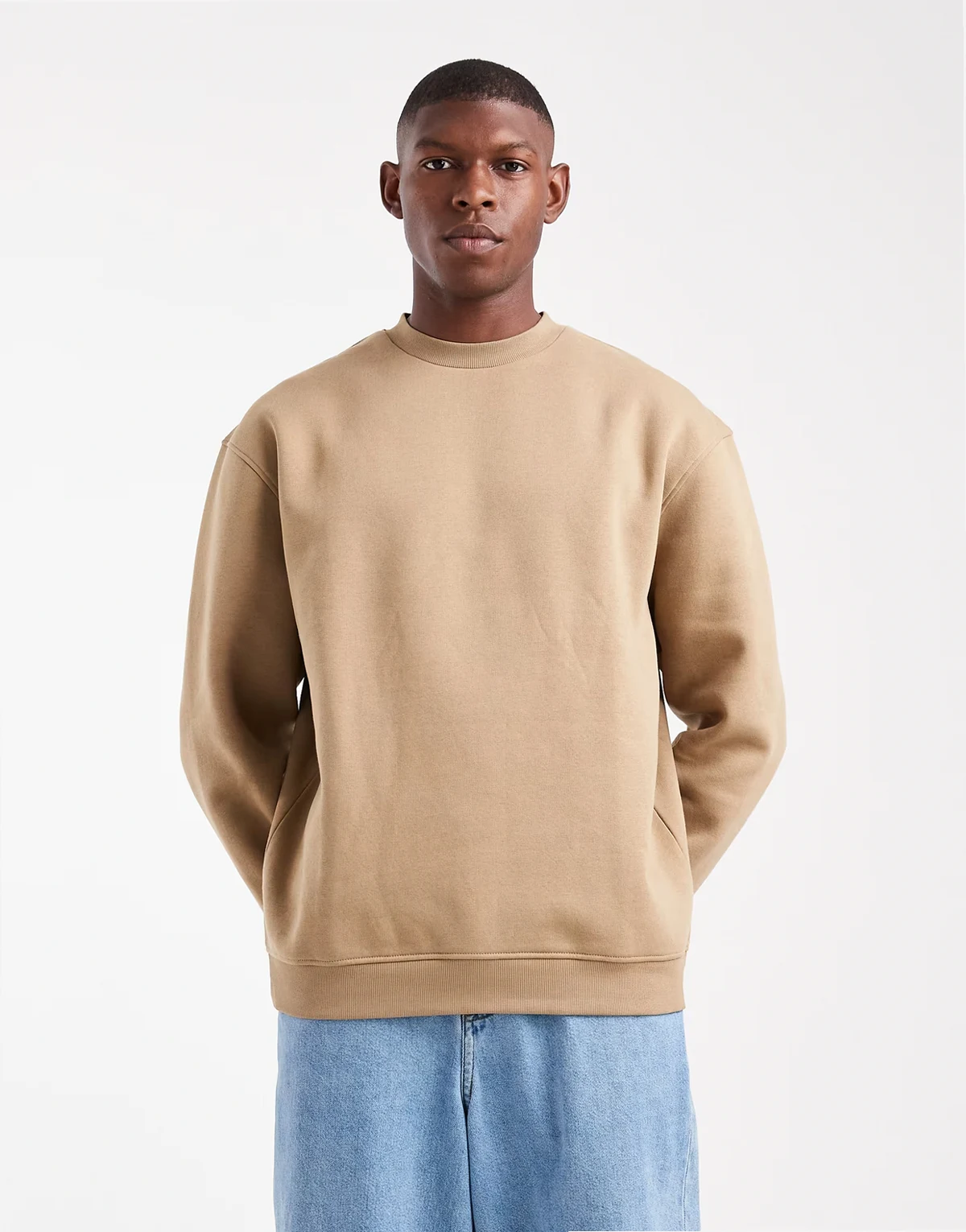 – Basic-Sweatshirt im Relaxed Fit in Hellbraun