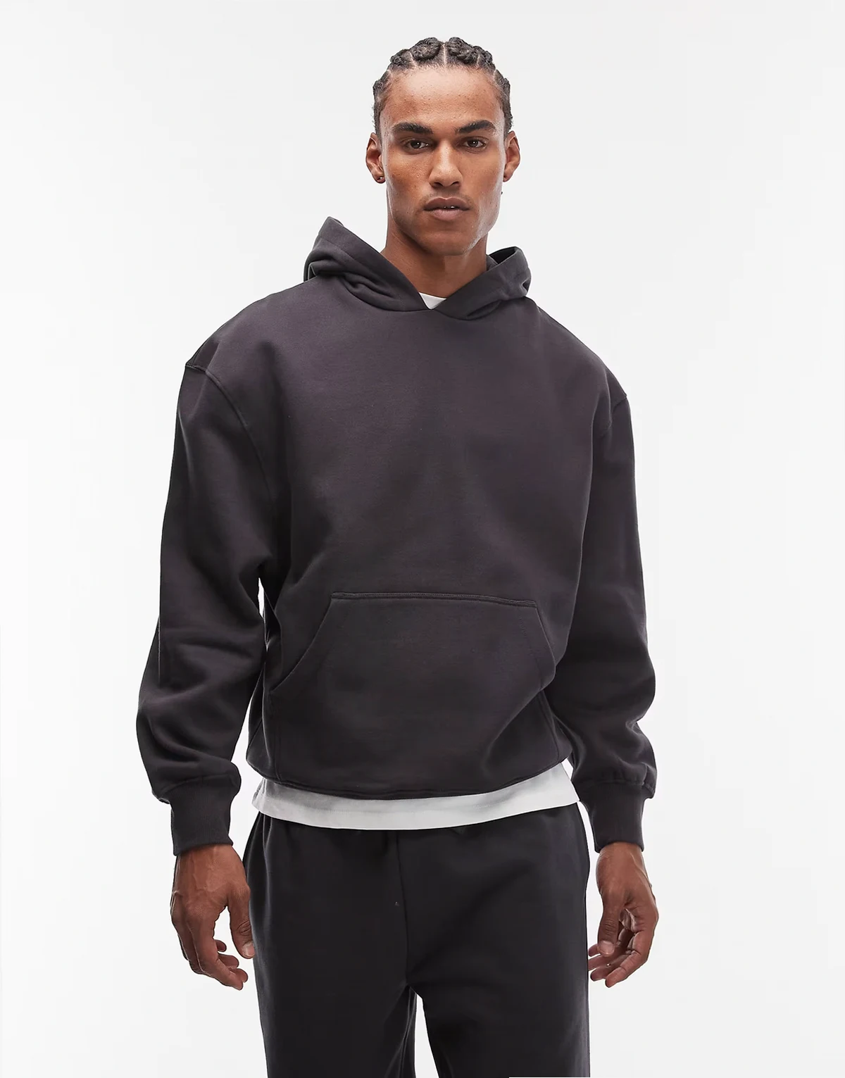 – Premium – Schwerer Oversize-Kapuzenpullover in Anthrazit, 400 g/m²