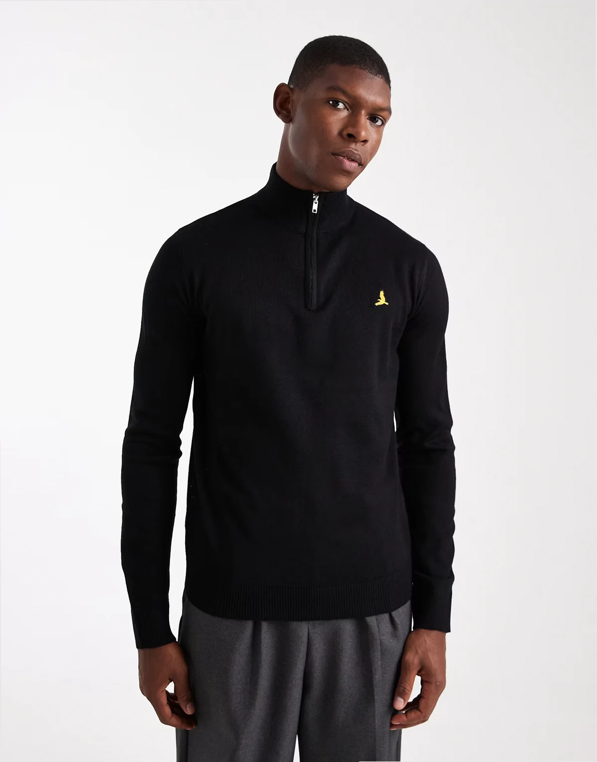 1/4 zip knit sweater in black