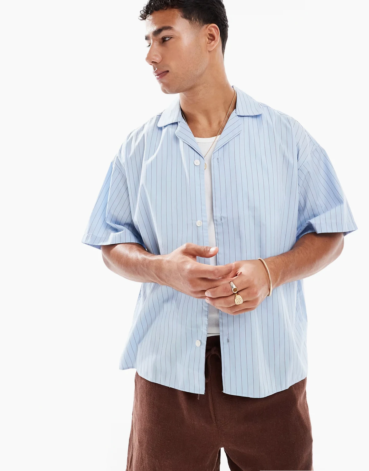 poplin oversized shirt in blue