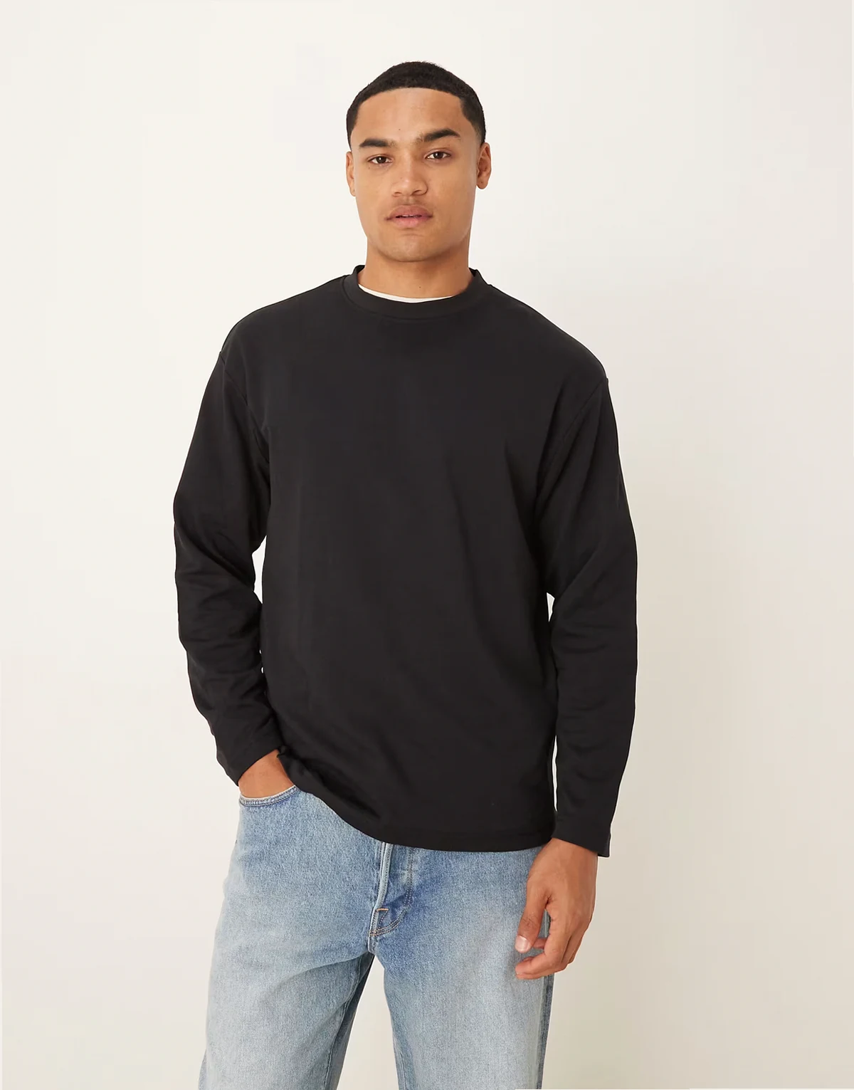 Oscar 100% oversized long sleeve t-shirt in black