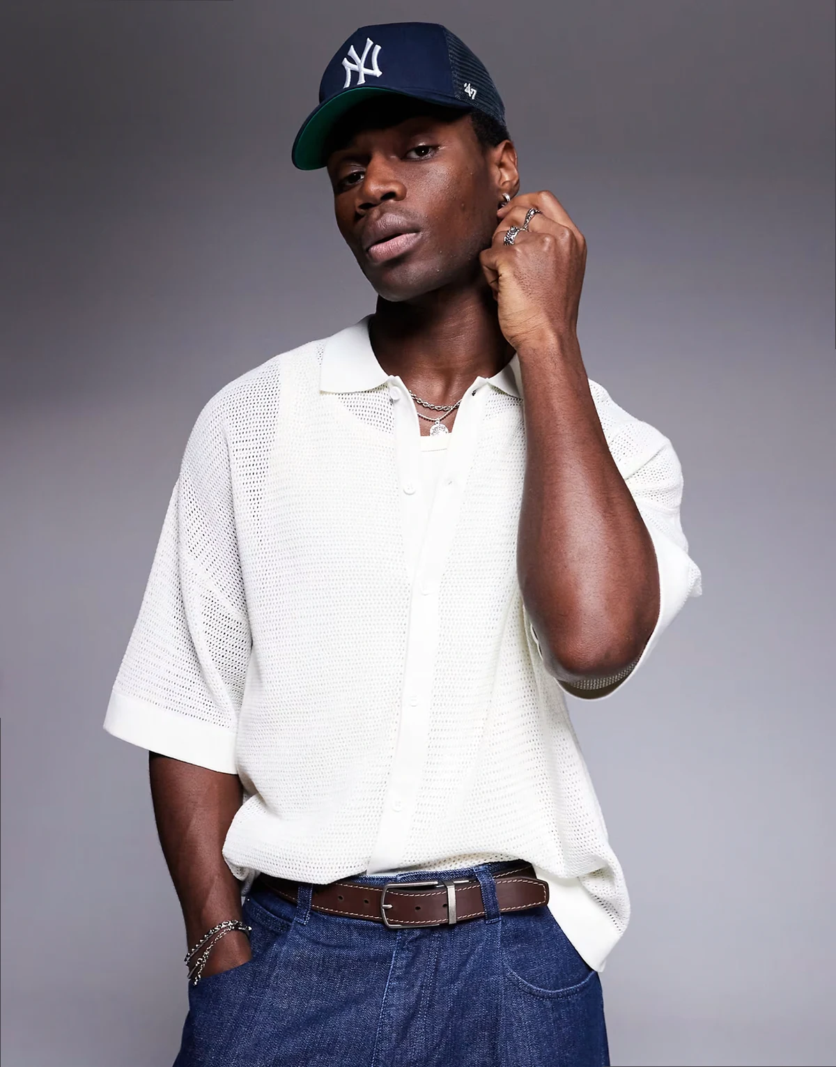 crochet shirt in white