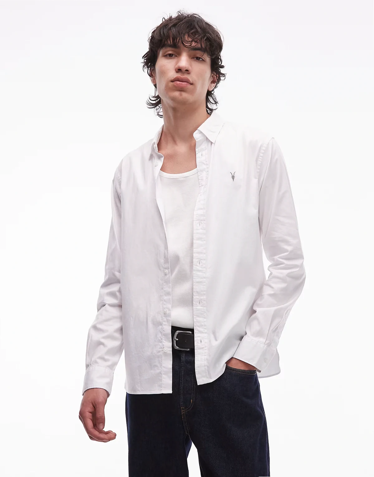 Hawthorne long sleeve logo shirt in white