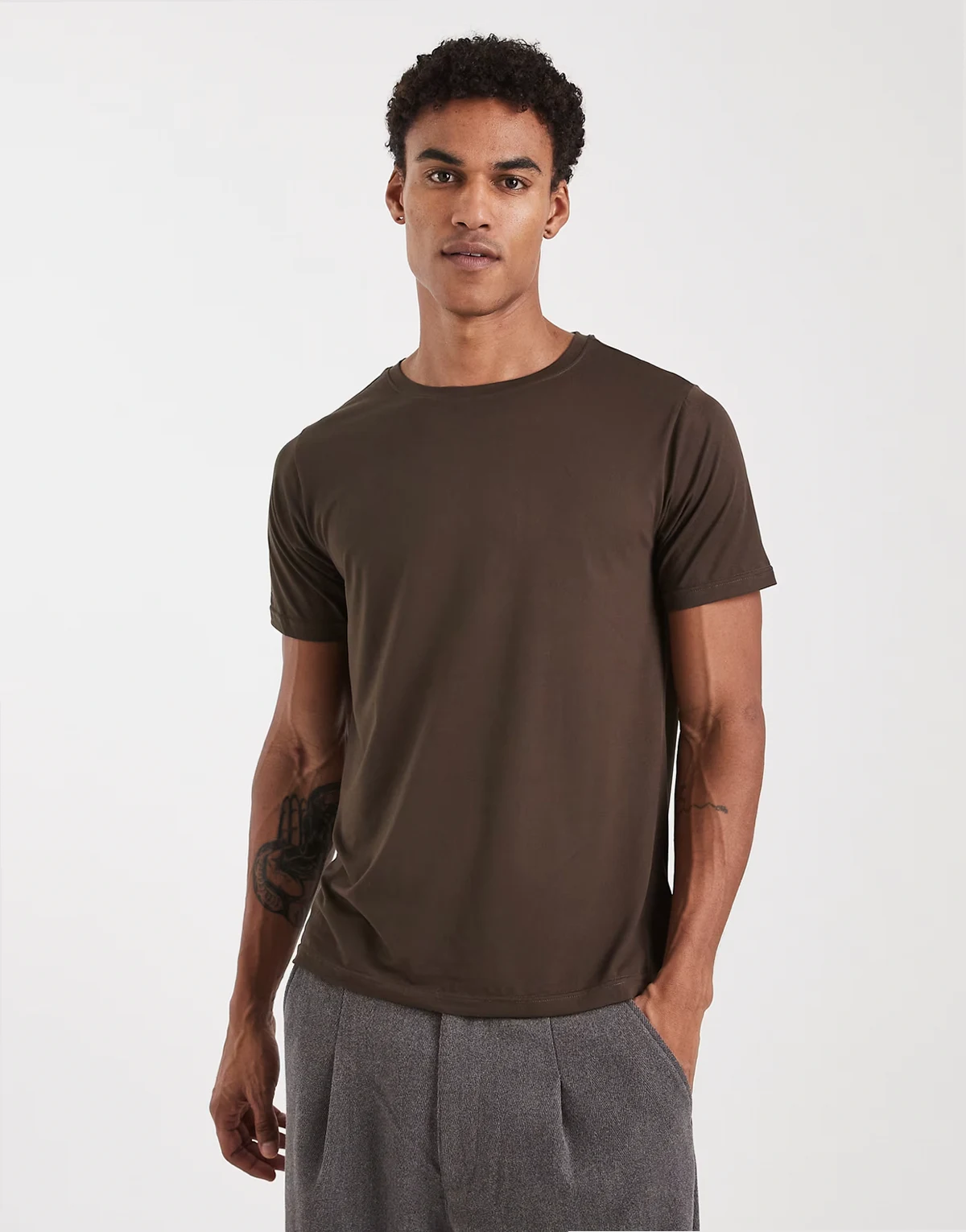 soft touch T-shirt in chocolate brown