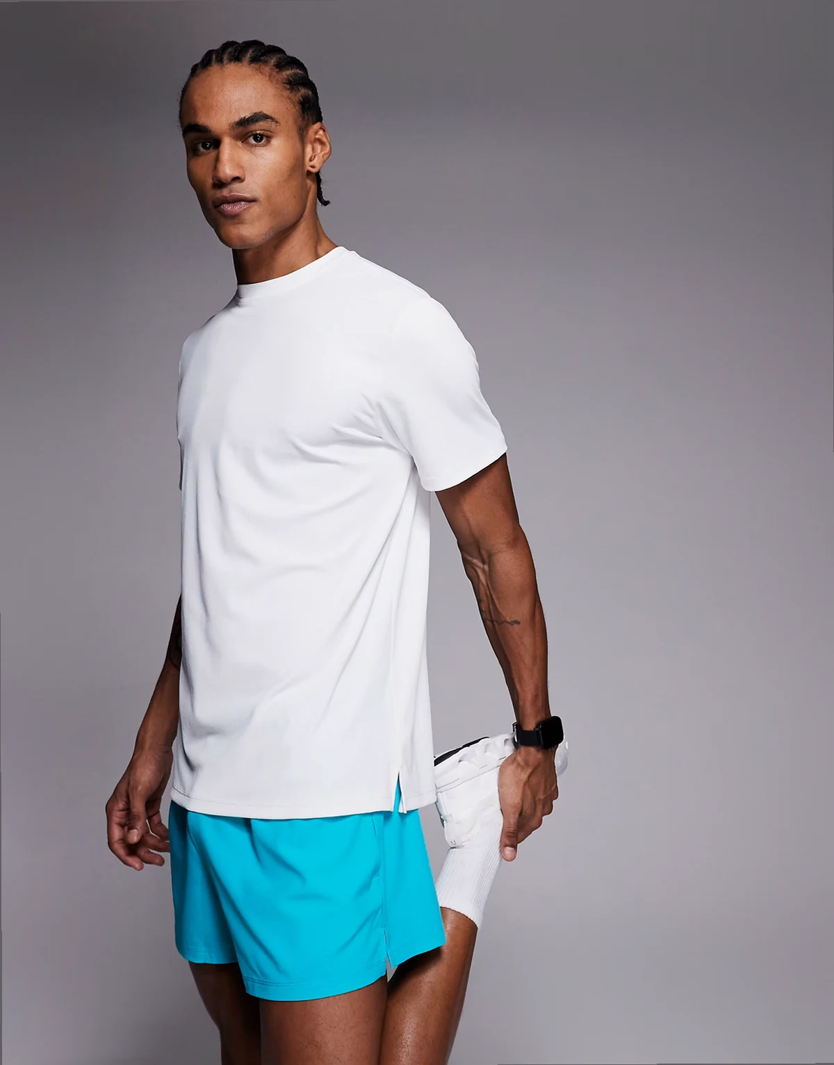 waffle knit engineered performance quick dry running t-shirt in white