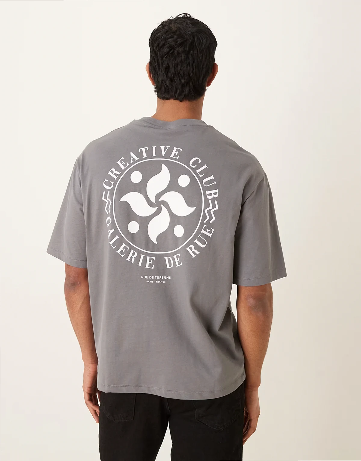 oversized T-shirt with Creative Club back print in charcoal