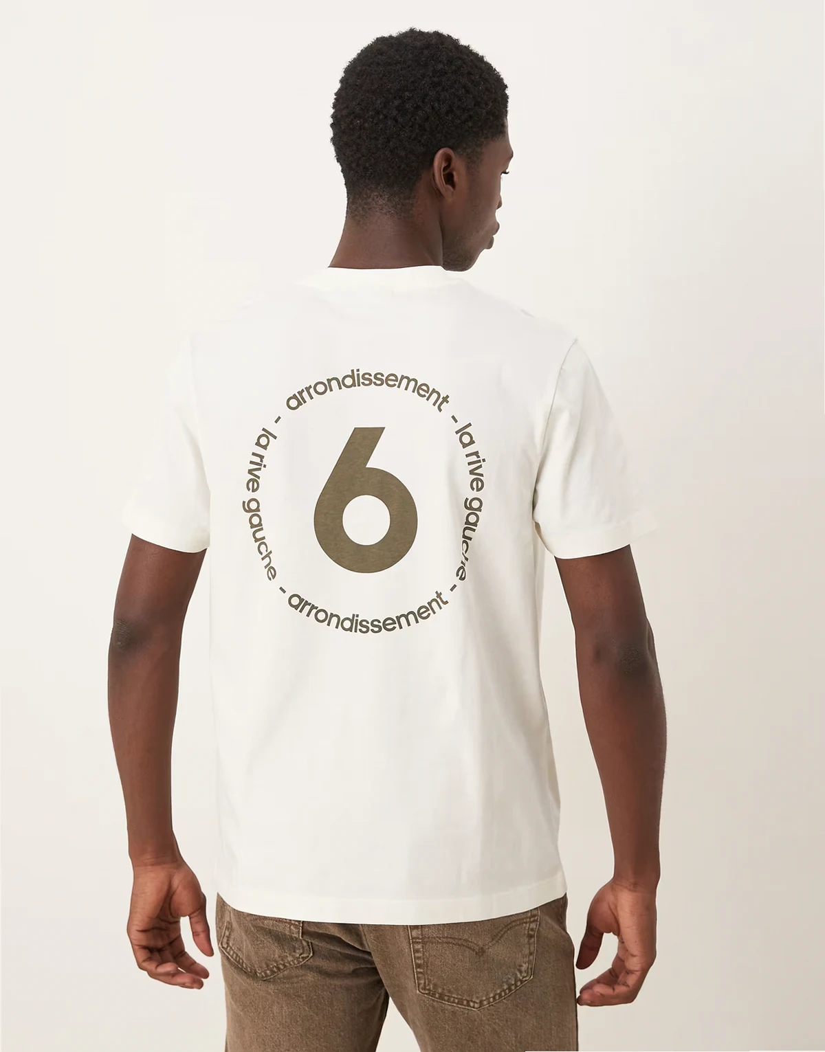 – Kremowy T-shirt z grafiką z napisem Paris