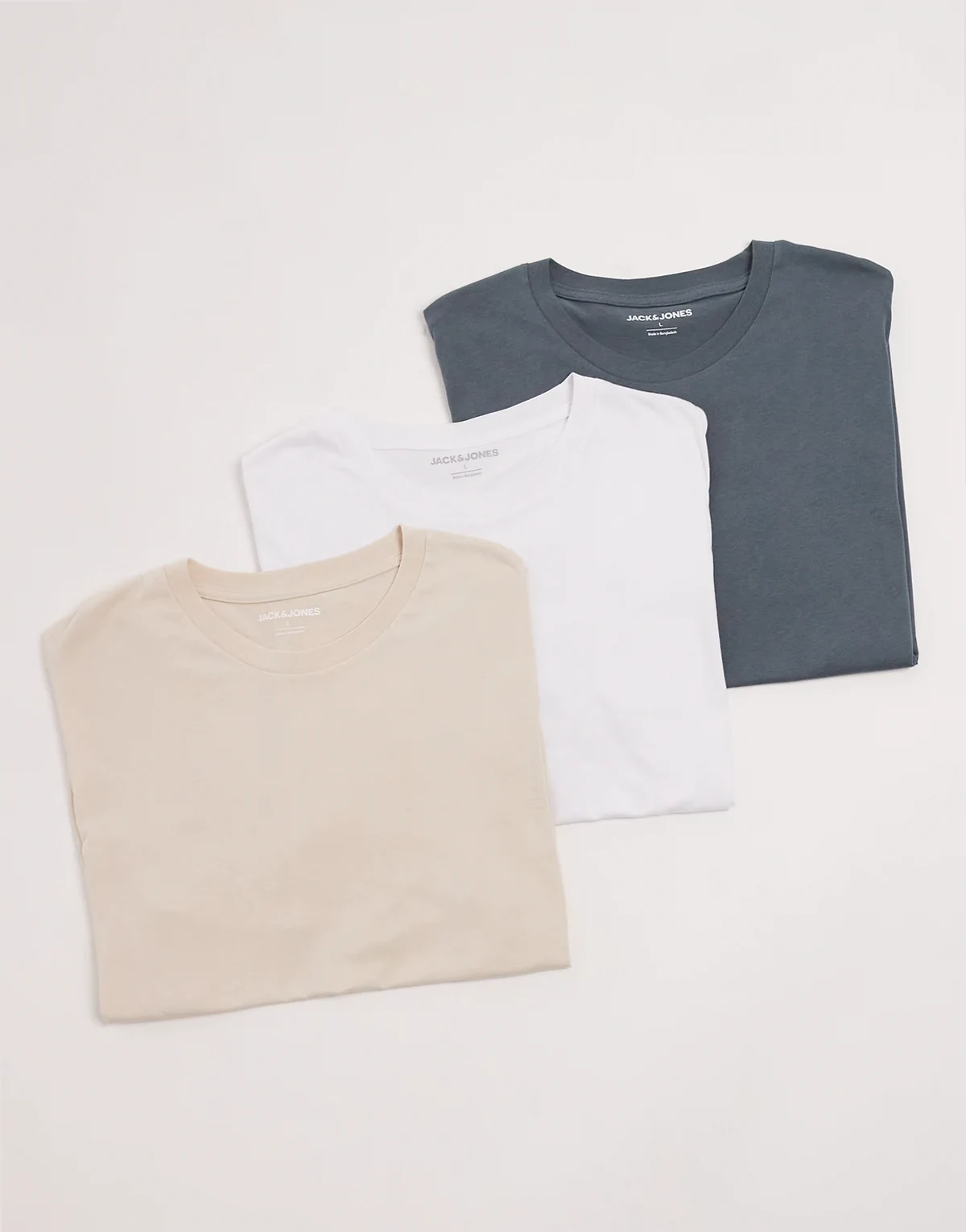 oversized t-shirt 3 pack in white beige & blue