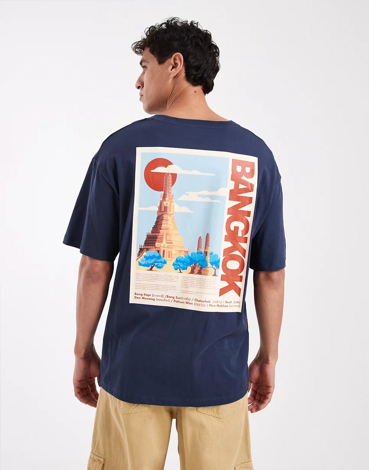 T-shirt with bangkok back print in navy