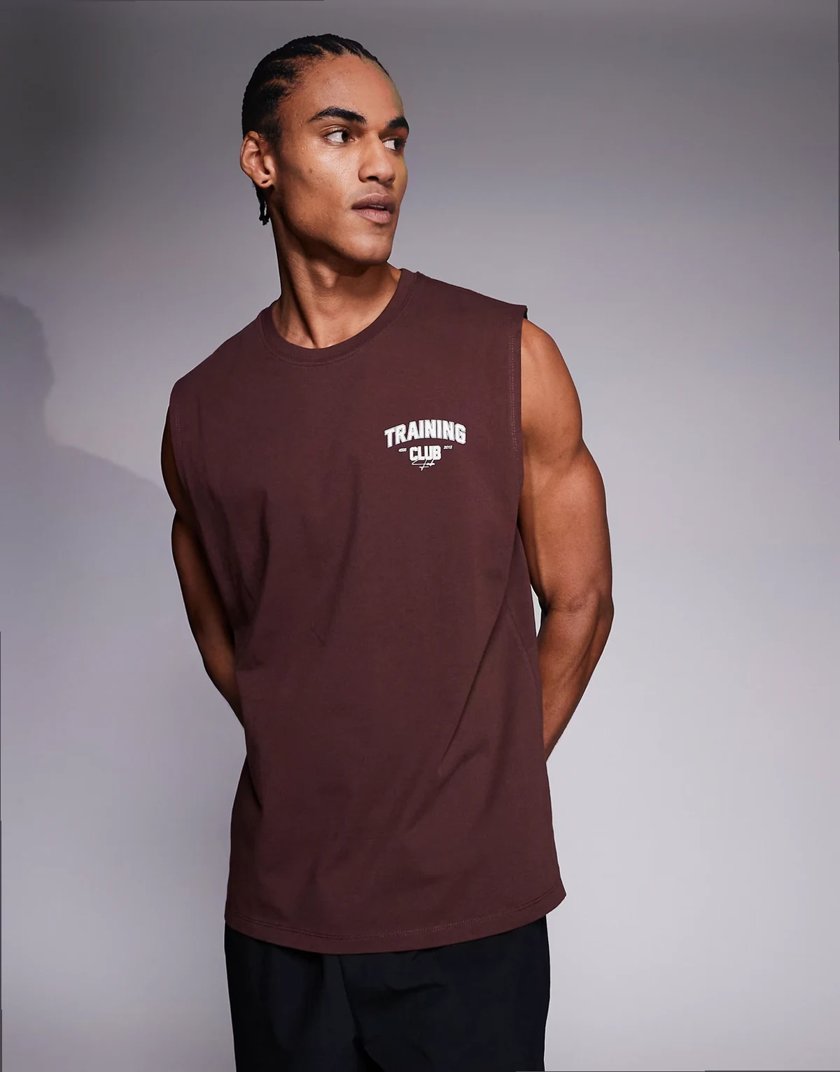 Training Club heavyweight cotton oversized tank top in brown