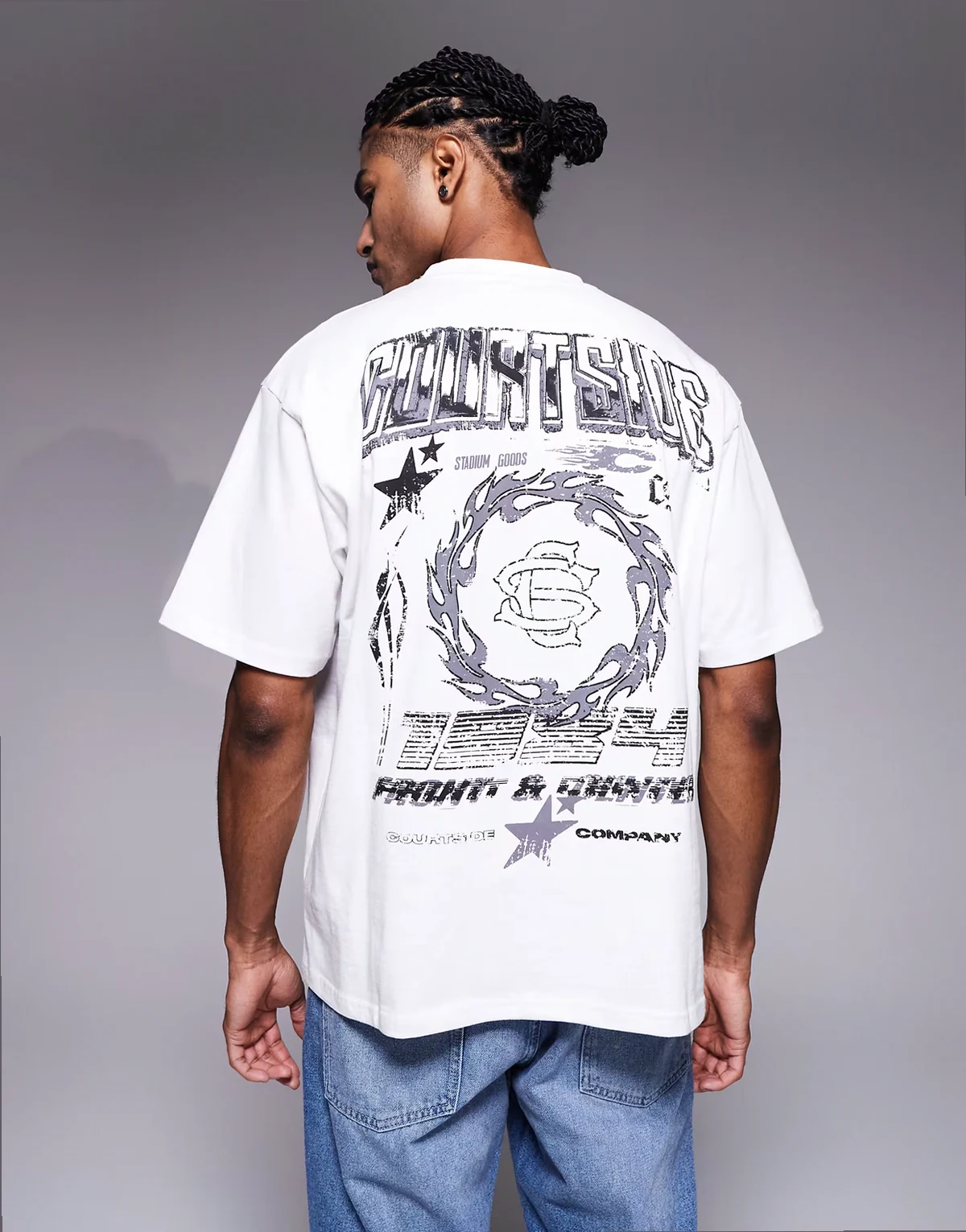 oversized T-shirt in white with chest and back print