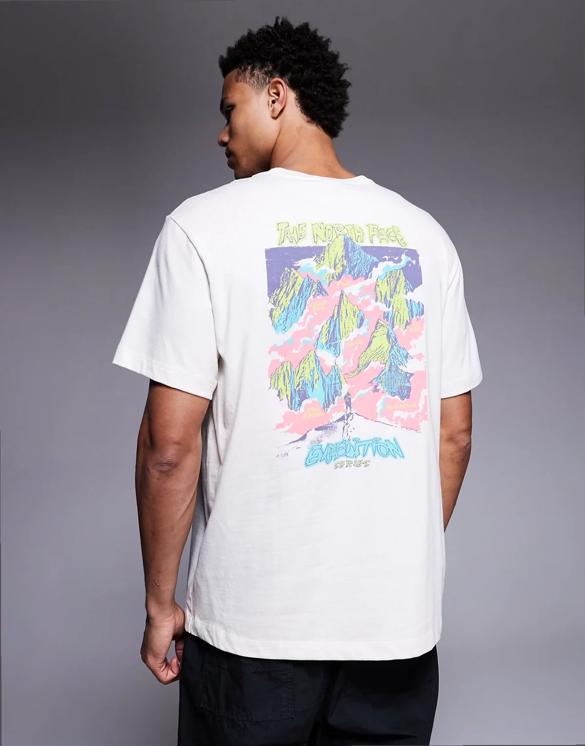 Essential Expedition back print tee in off white