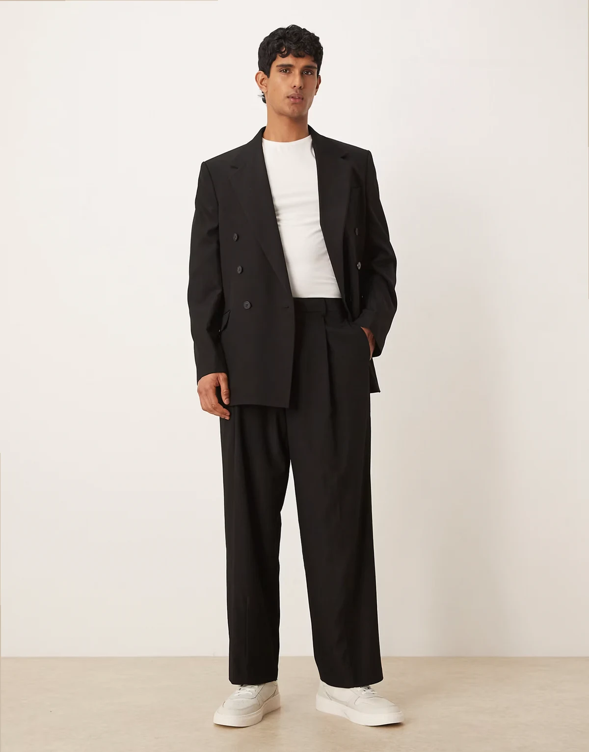 balloon suit pants in black