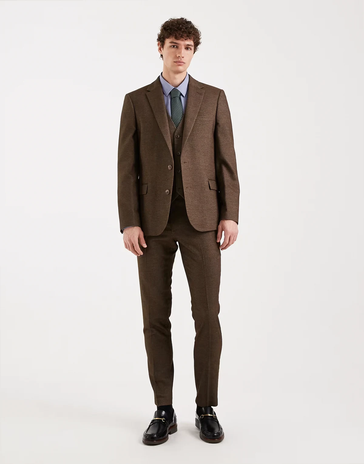 ASOS DEISGN wool blend skinny suit pants in brown