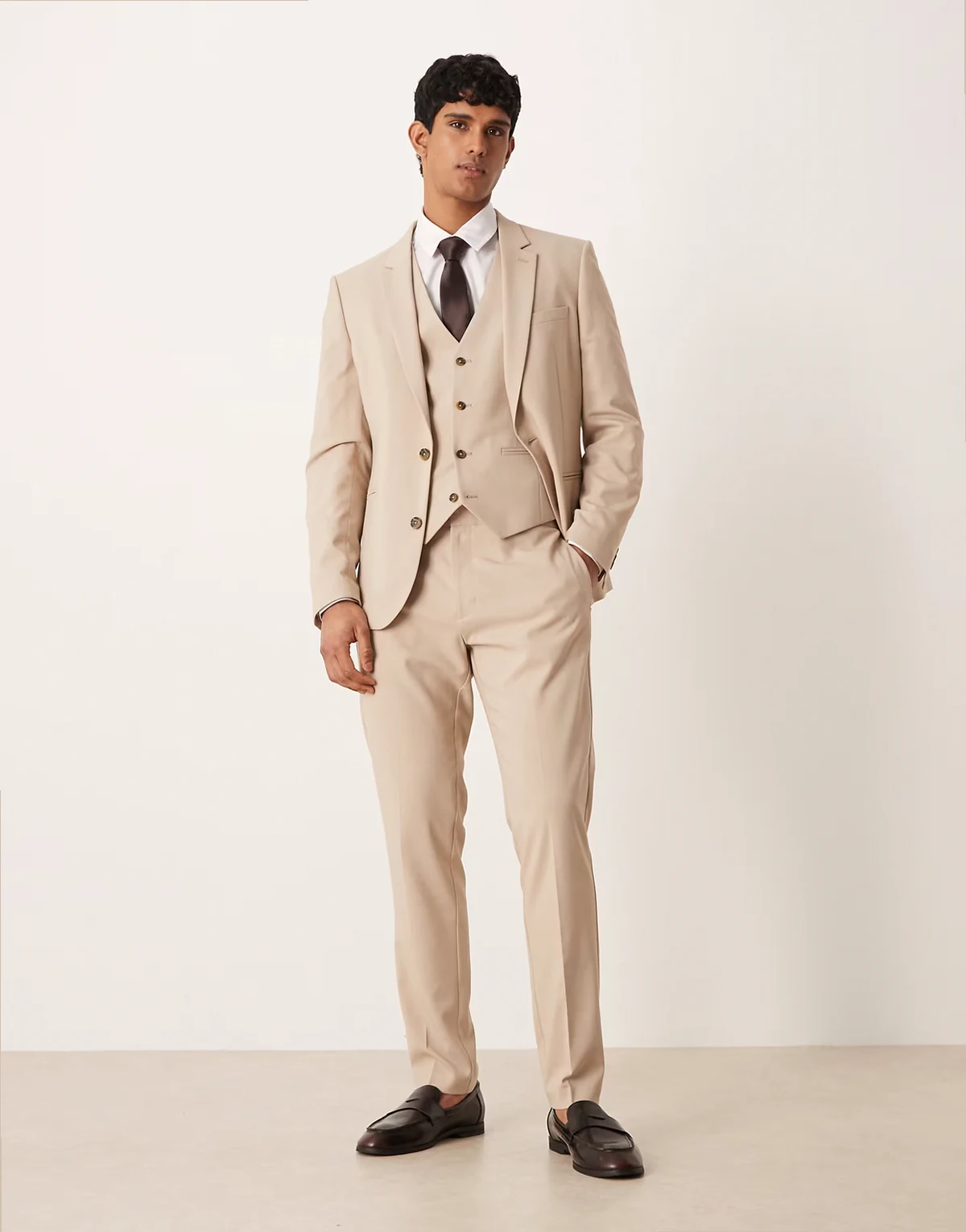 skinny suit pants in light stone