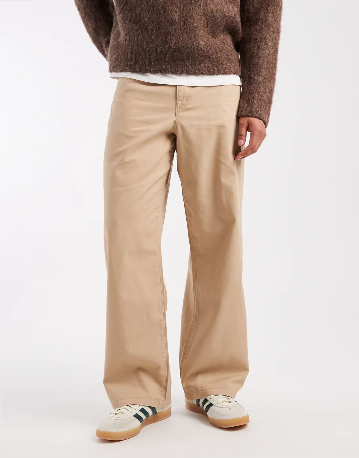– Weite Hose in Beige mit Bindeband