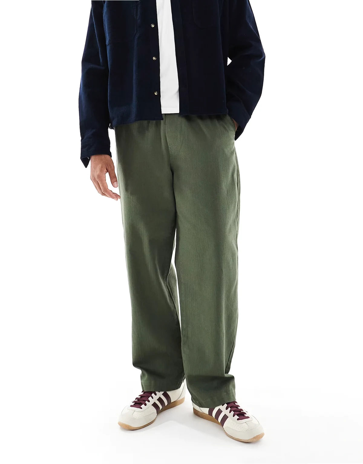 – Greenport – Spodnie w kolorze khaki z talią ściąganą na sznurek