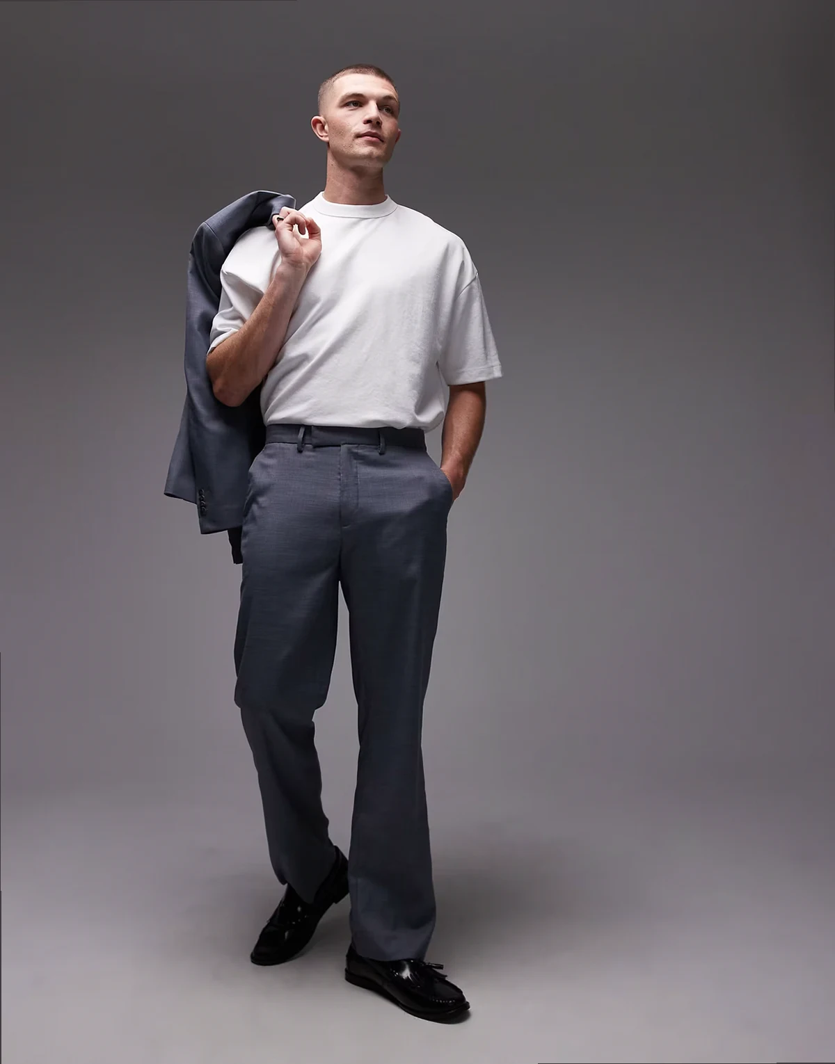 straight suit pants in blue