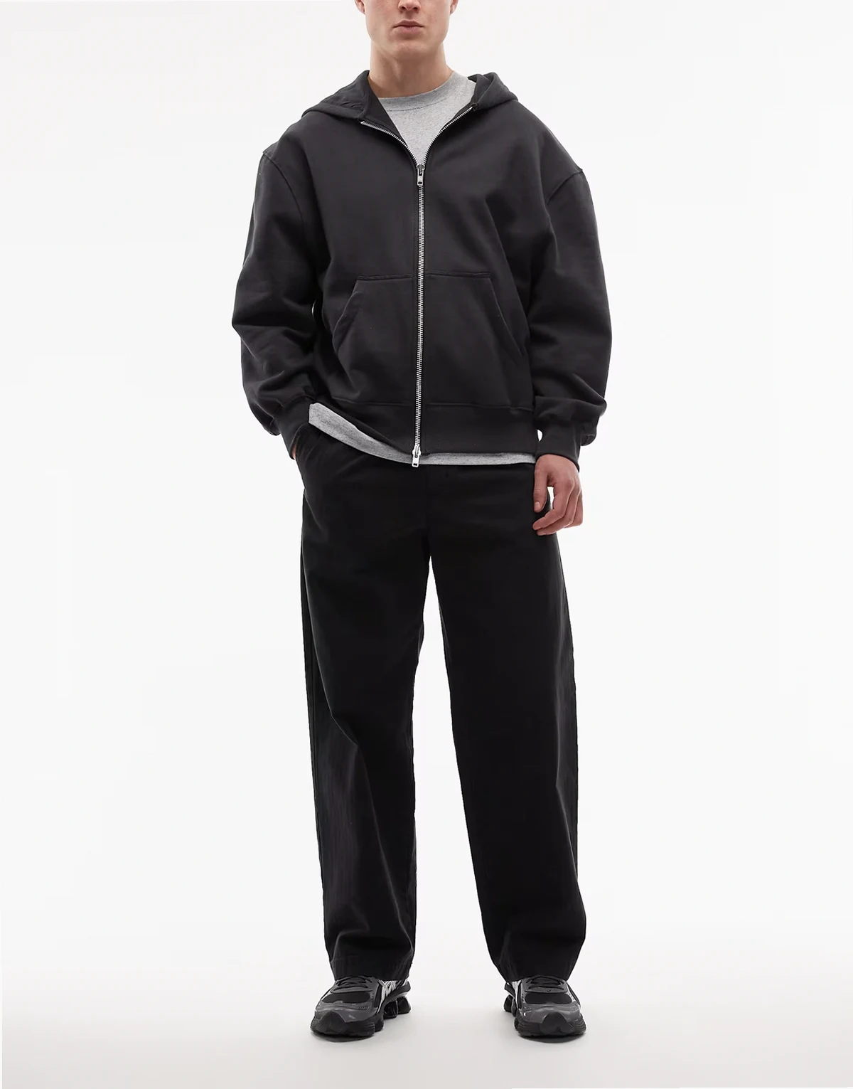 lax straight leg pants in black