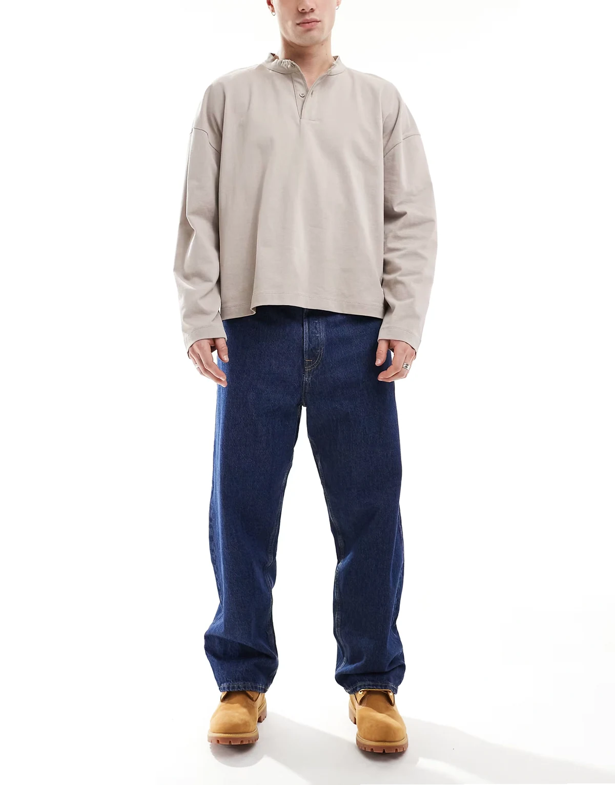 – Alex – Niebieskie sztywne jeansy baggy