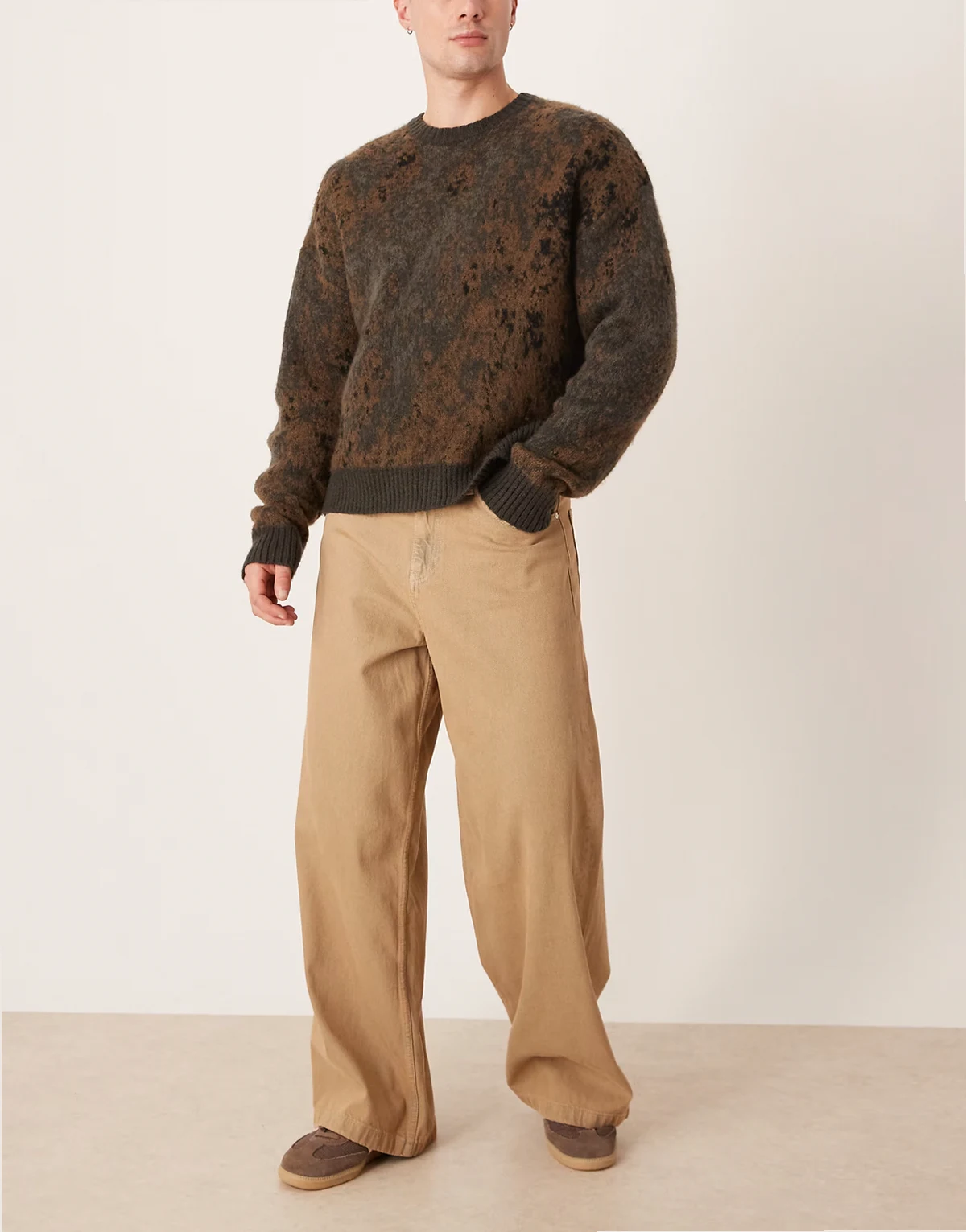 super baggy jeans in sandy brown wash